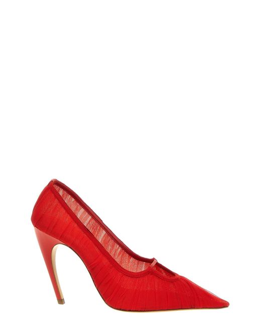 Nensi Dojaka Red Tulle Pumps