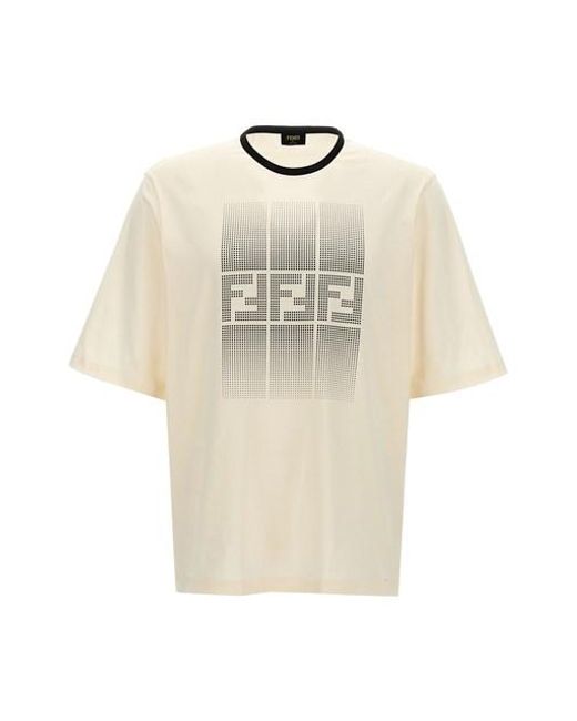 Fendi White 'gradient Ff' Logo T-shirt for men