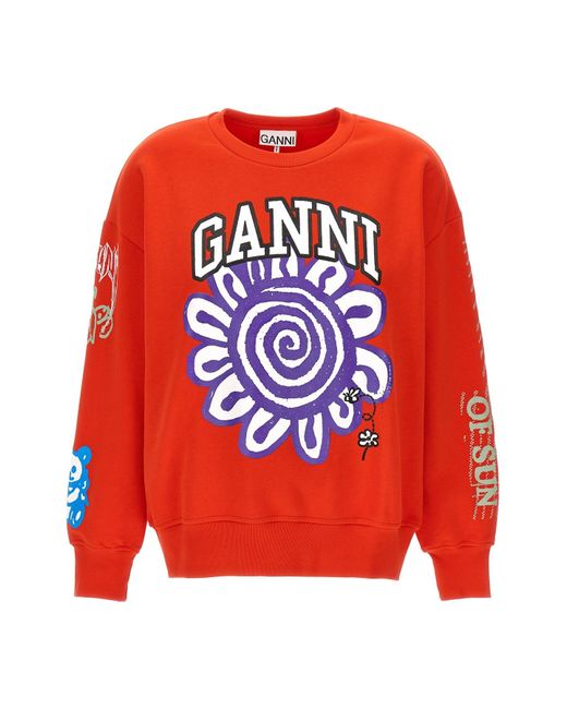 Ganni Red 'magic Power' Sweatshirt
