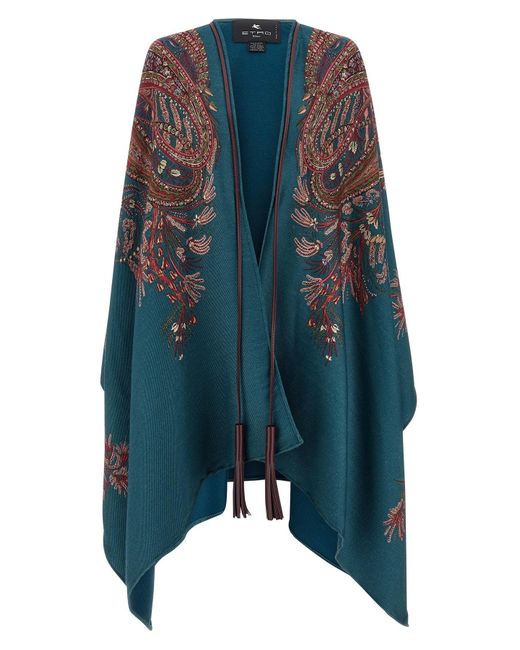 Etro Blue Floraler Paisley-Umhang