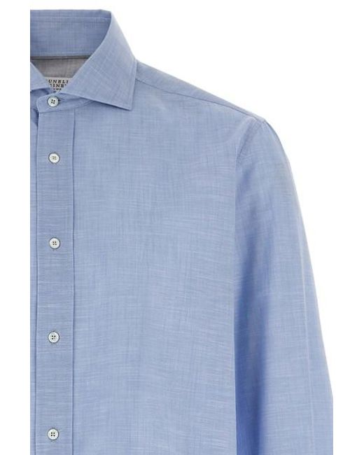 Camicia cotone di Brunello Cucinelli in Blue da Uomo