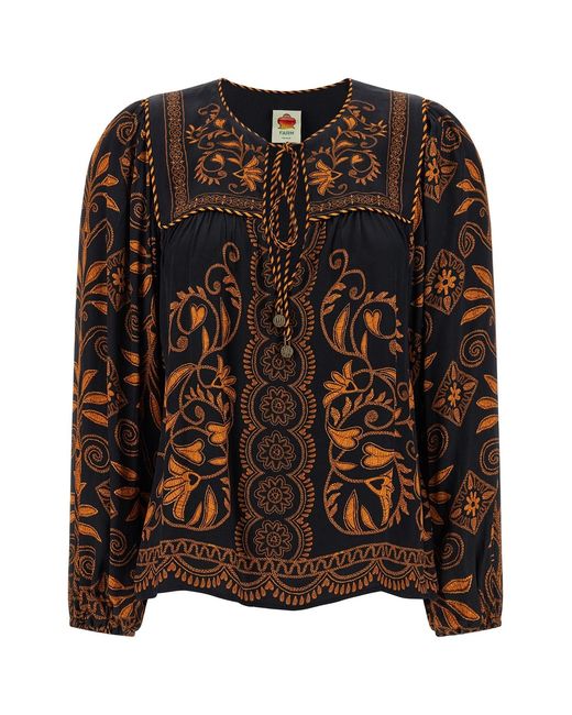 Farm Rio Black 'cornely Ainika' Blouse