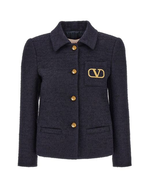 Valentino Garavani Blue Tweed Short Jacket