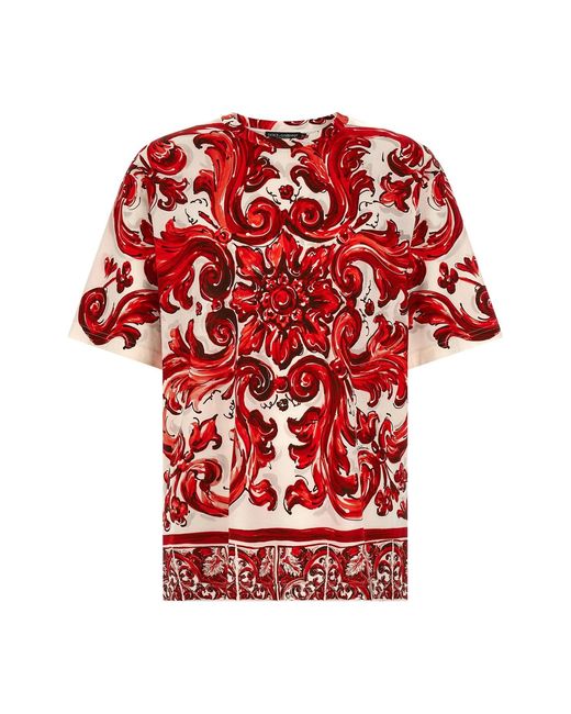 Dolce & Gabbana Red 'maiolica' T-shirt for men