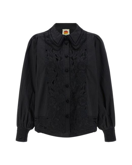 Farm Rio 'black Embroidered' Shirt