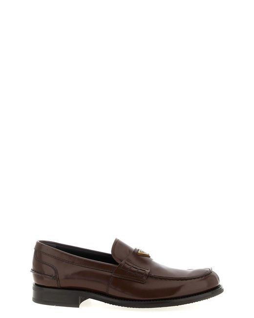 Prada Brown Logo Loafers for men
