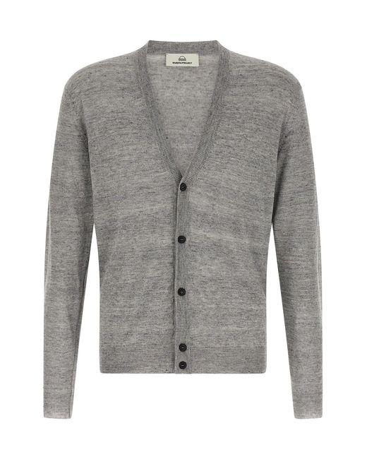 Rivvia Projects Gray Linen Silk Cardigan for men