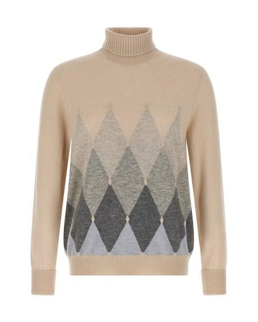 Ballantyne Gray Argyle Turtleneck for men