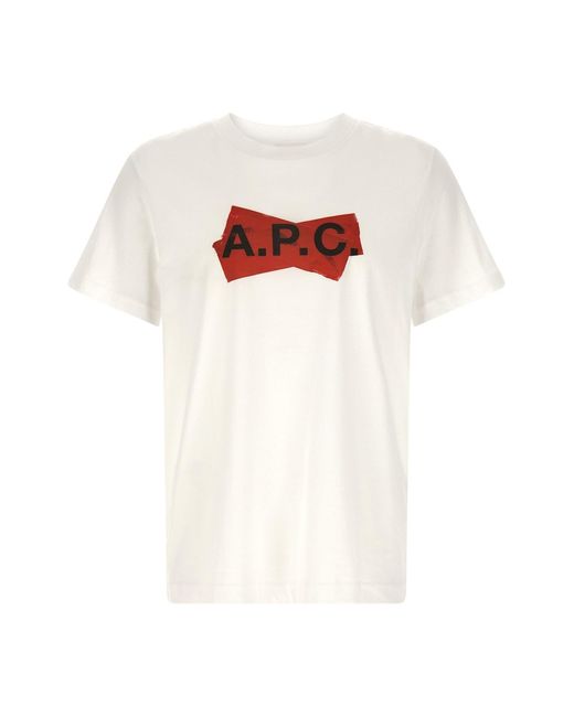A.P.C. White 'scotch Rouge' T-shirt for men