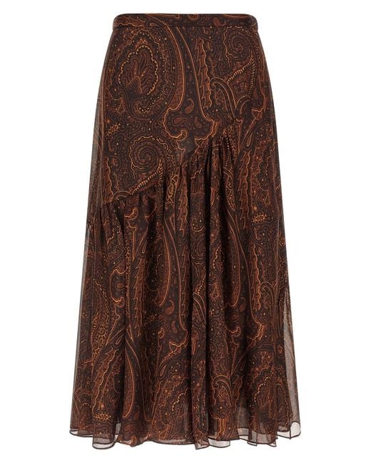Etro Brown Paisley Skirt