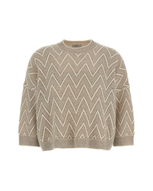 Peserico Natural Zickzack-Crop-Pullover