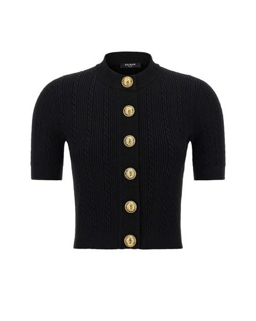 Cardigan Manica Corta di Balmain in Black
