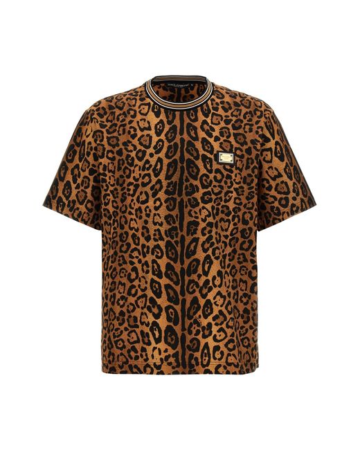 Dolce & Gabbana T-Shirt Mit Leopardenmuster in Brown für Herren