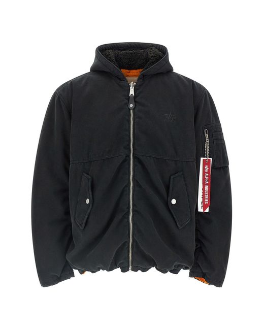 Purple Black Alpha Industries X Reversible Bomber Jacket for men
