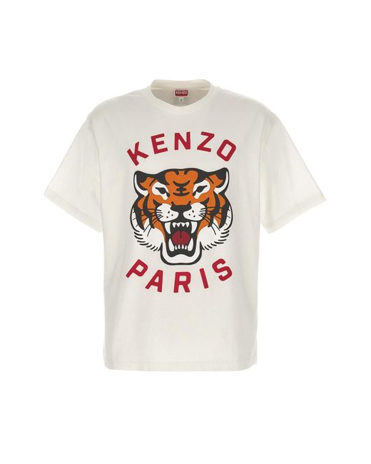 KENZO White 'lucky Tiger' T-shirt for men