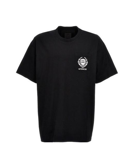 Givenchy Black Logo Embroidery T-shirt for men