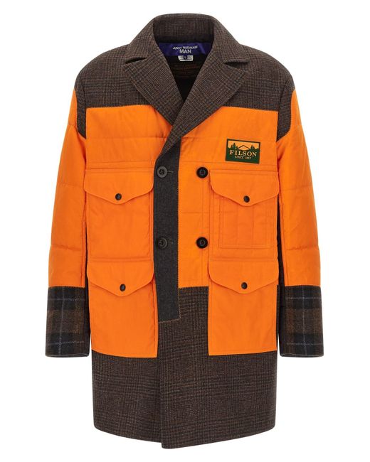 Junya Watanabe Filson X Patchwork-Mantel in Orange für Herren