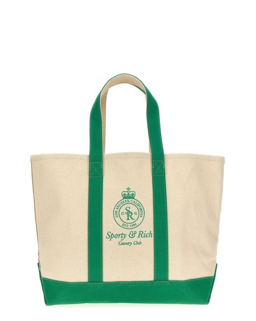 Sporty & Rich Green Logo Shopping Bag