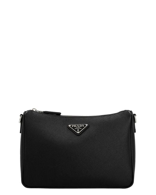 Prada Black Re-Nylon & Saffiano Crossbody Bag for men