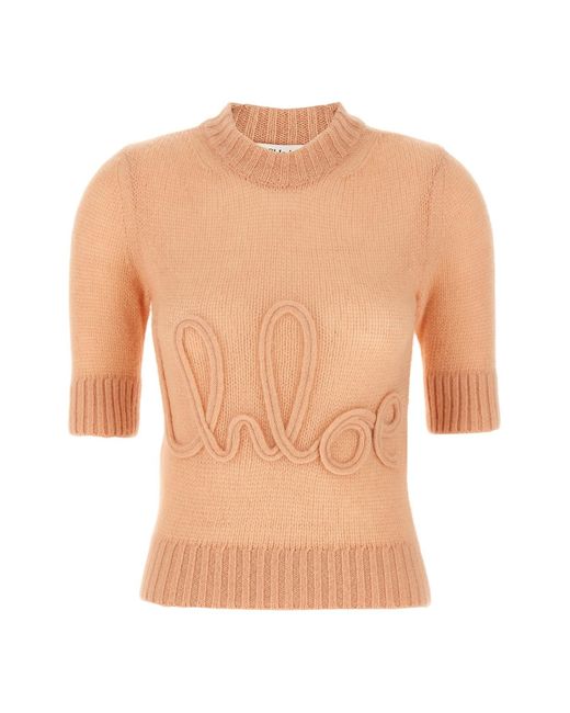 Chloé White Pullover Mit Logostickerei