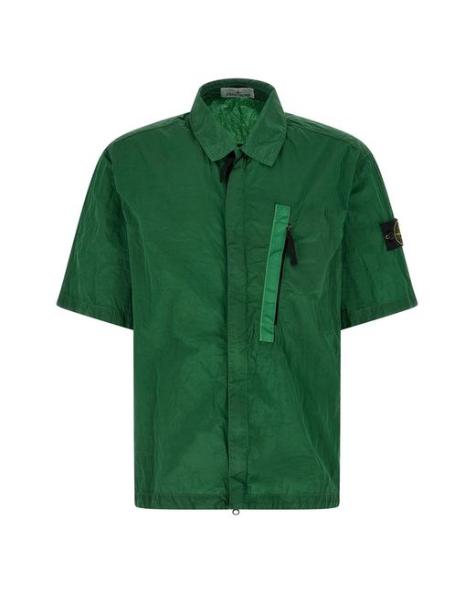 Stone Island Green Overshirt Nylon Metal for men
