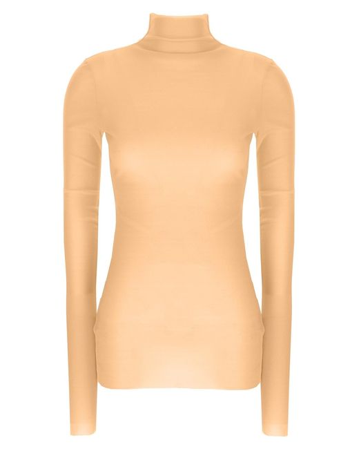 Jil Sander White Silk Turtleneck Top