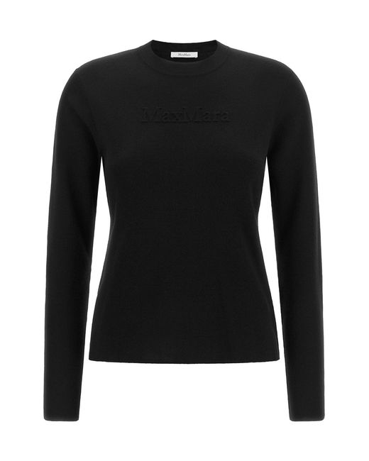 Max Mara Black 'manto' Sweater With Embossed Logo