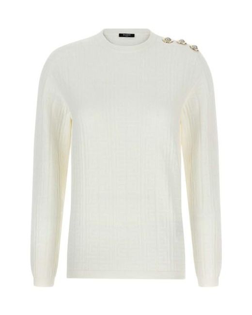 Balmain White Maxi Shoulder Top