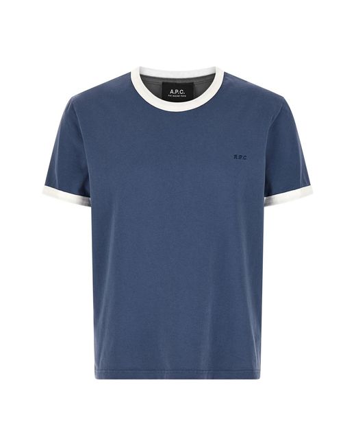 A.P.C. Blue Logo Embroidery T-shirt for men