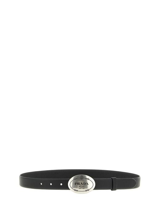 Prada Black Oval Buckle Belt