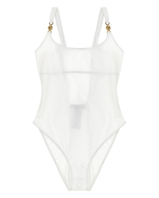 Versace White Einteiliger Badeanzug "Greca"