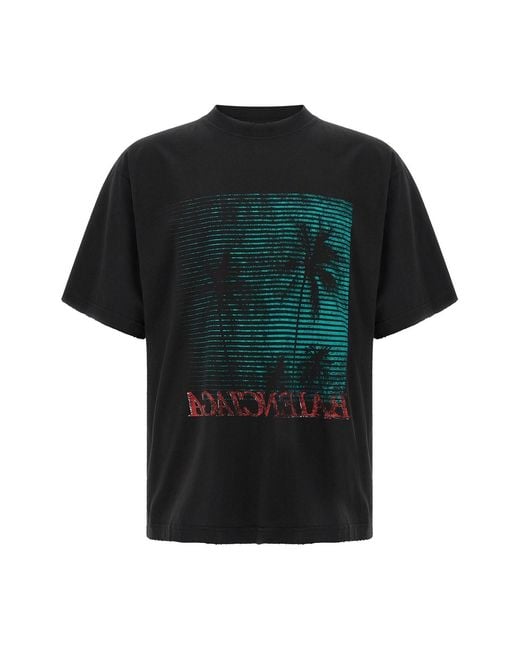 Balenciaga Black Vintage-effect T-shirt for men