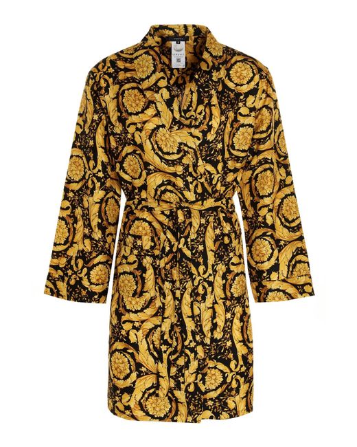 Versace 'barocco Ss92' Silk Dressing Gown in Yellow for Men Lyst