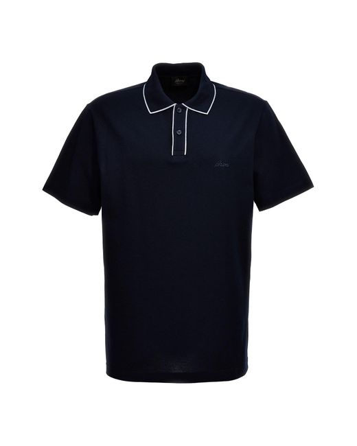 Brioni Black Logo Embroidery Polo Shirt for men