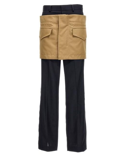 Pantalone inserto minigonna di Sacai in Multicolor