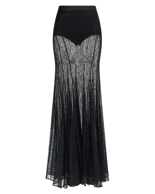 Elisabetta Franchi Black Lace Long Skirt