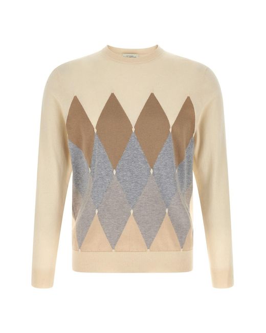 Ballantyne White Argyle Sweater for men
