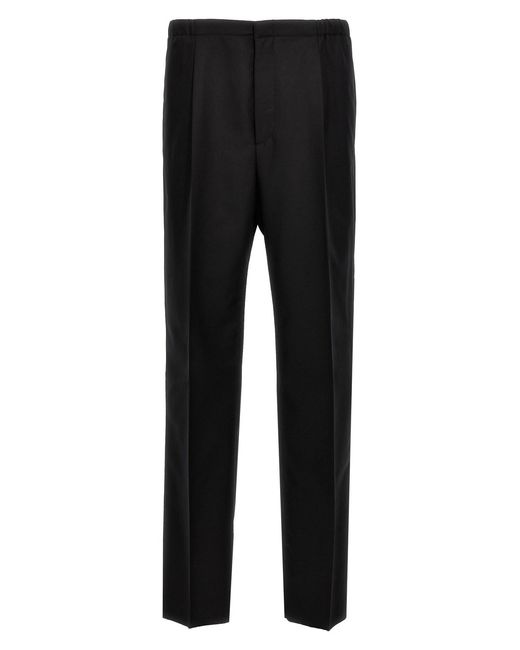 Fendi Black Wool Trousers With 'Made for men