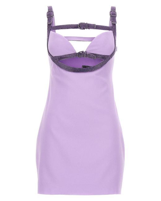 Versace Purple X Dua Lipa Crystal Cut Out Dress