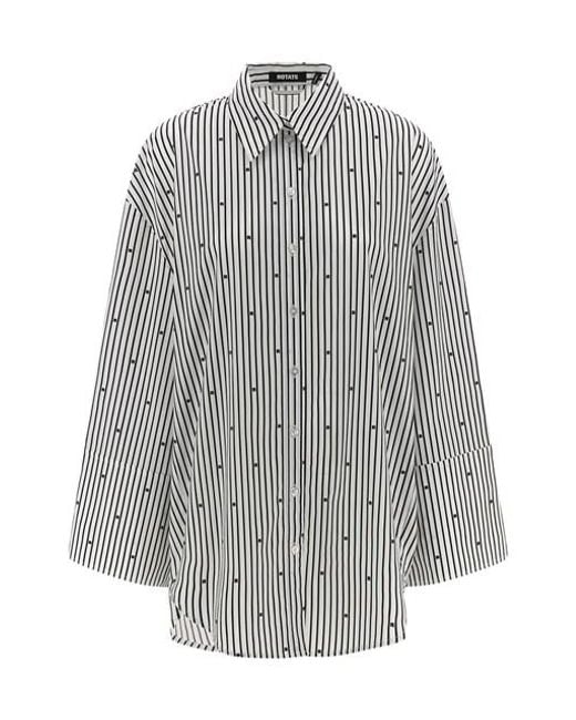 ROTATE BIRGER CHRISTENSEN Gray 'poplin Oversized Striped' Shirt