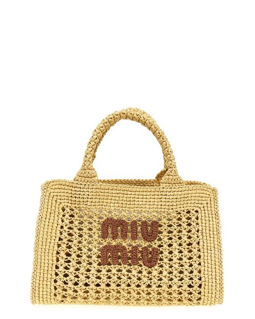 Miu Miu Metallic Raffia Crochet Handbag