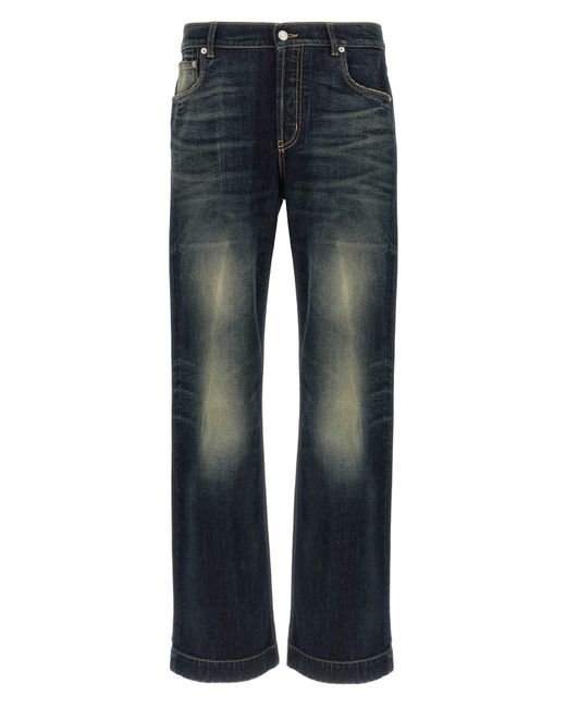 McQueen Blue Wide Leg Jeans for men