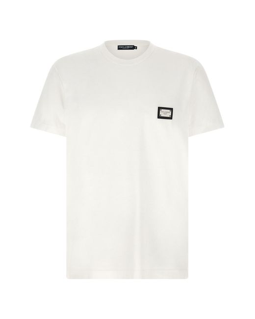 Dolce & Gabbana White Logo Plate T-shirt for men