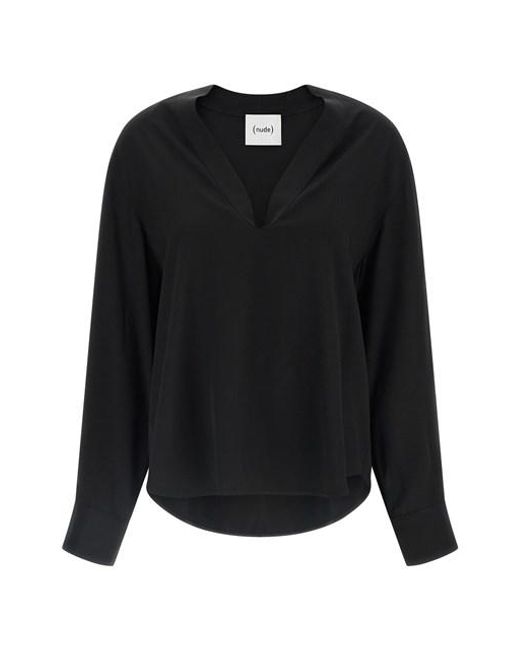 Blusa Scollo A V di Nude in Black