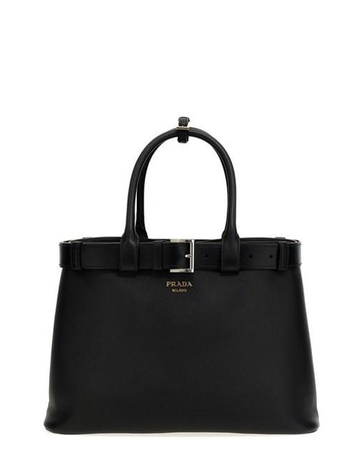 Prada Black ' Buckle' Large Handbag