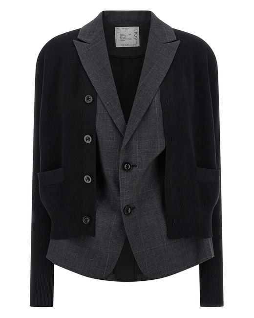 Sacai Black Double Layer Cardigan
