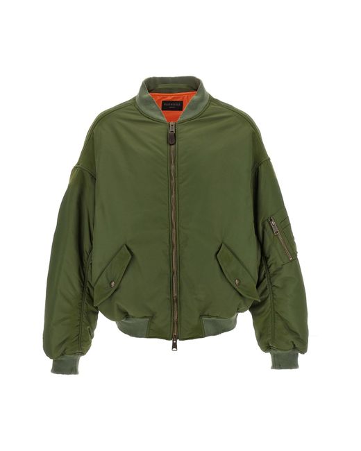 Balenciaga Green 'off Shoulder' Bomber Jacket