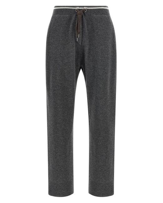 Brunello Cucinelli Gray Englische Gerippte Hose