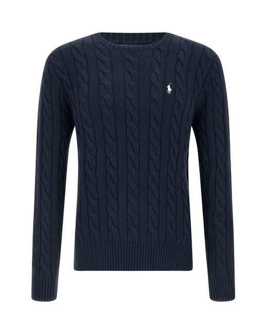 Polo Ralph Lauren Blue Cotton Braided Sweater for men