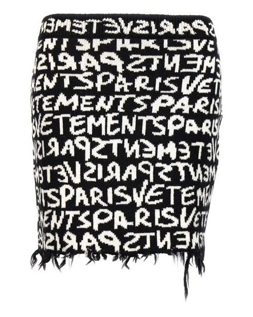 Vetements Black 'graffiti Monogram' Skirt